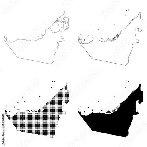 Set of United arab emirates map icon, geography blank concept, graphic background vector illustration