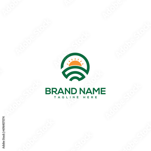 Abstract green farm logo design. Flat vector logo design template element.