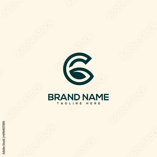 Abstract letter C and leaf logo. Flat vector logo design template element.