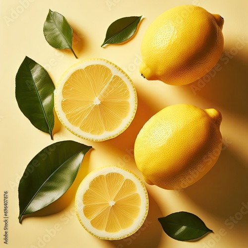 lemon and slices on yellow