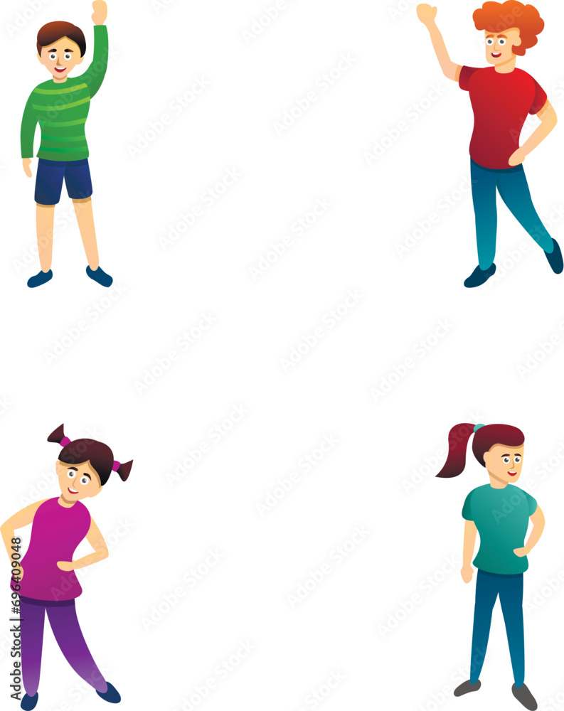 Sport workout icons set cartoon vector. Man and woman while exercising. Sport, healthy lifestyle Sport workout icons set cartoon vector. Man and woman while exercising. Sport, healthy lifestyle