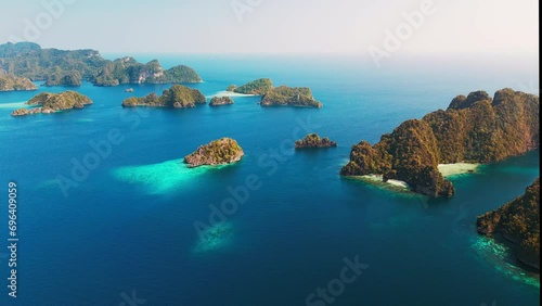 Raja Ampat, Indonesia. Aerial view of the group of islands near the Misool island in West Papua photo
