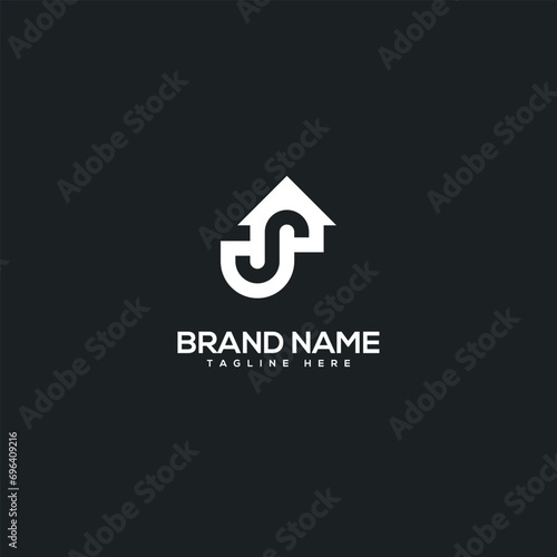 Alphabet initial letter S and house logo design template - vector.