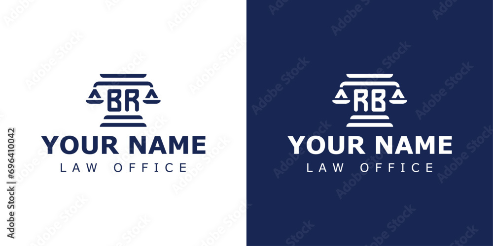 Letter BR and RB Legal Logo, suitable for any business related to lawyer, legal, or justice with BR or RB initials - obrazy, fototapety, plakaty 