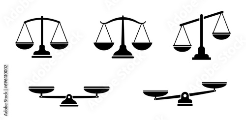 Scales icon set. Justice scales. Weight scales. Scales vector icon. Vector illustrations photo