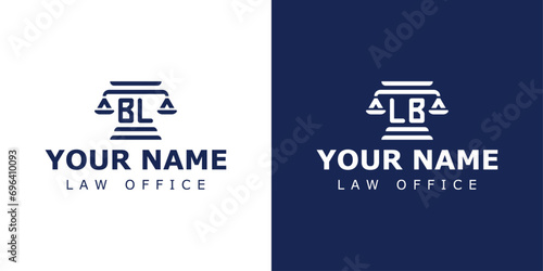 Letter BL and LB Legal Logo, suitable for any business related to lawyer, legal, or justice with BL or LB initials