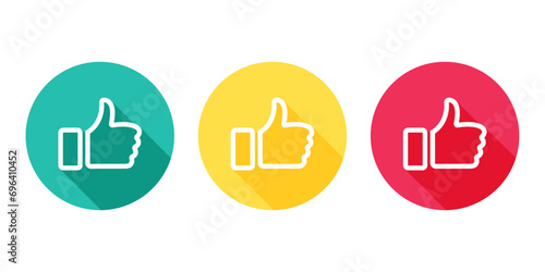 Thumbs up vector icon in green, yellow, and red color. Like symbol. photo