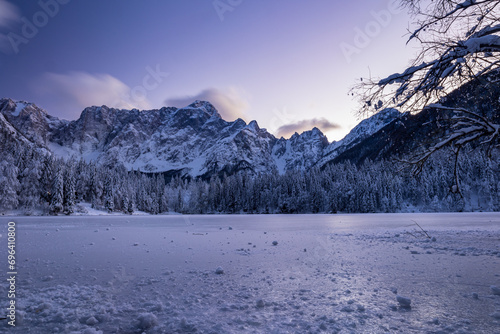 Cold evening at the lakes of Fusine photo