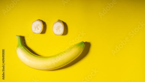 A yellow banana arranged to bring a smile to your face.