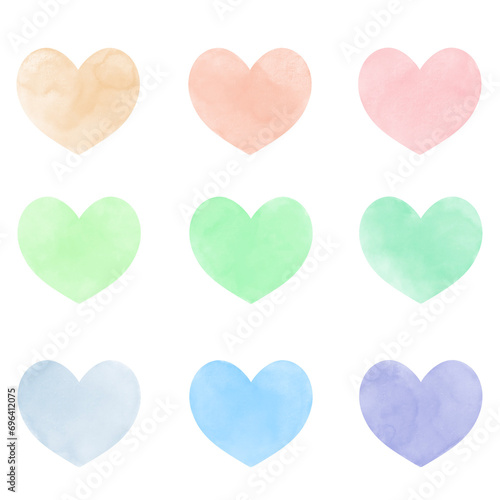 Png Set watercolor hearts on transparent background