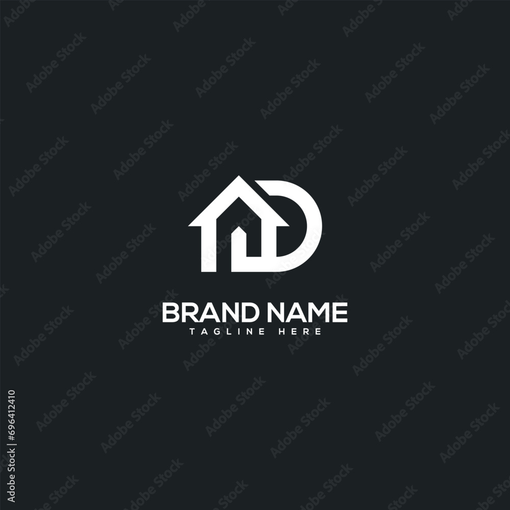 Alphabet minimal letter D and house logo design template - vector. Alphabet minimal letter D and house logo design template - vector.