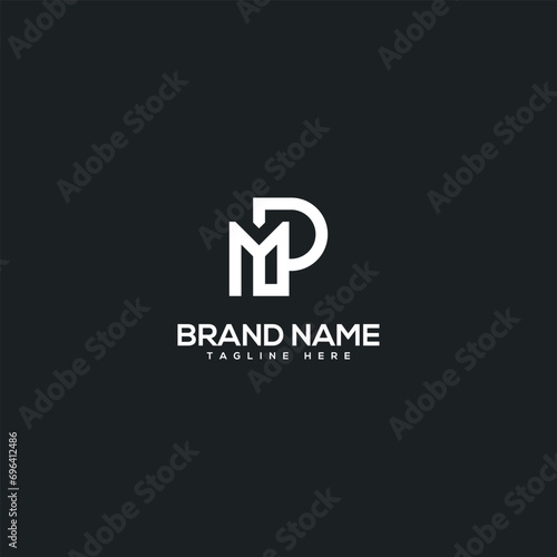 Alphabet minimal letter MP PM logo design template - vector.