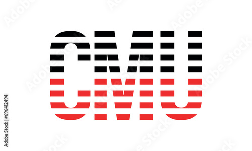 CMU three initial letter iconic line negative space minimal logo design vector template. monogram, abstract, wordmark, business, typography, minimalist, brand, company, flat, modern, unique, simple