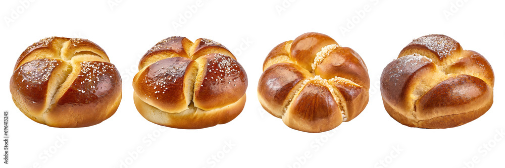 Set of fresh brioche bun, isolated over on white background Set of fresh brioche bun, isolated over on white background