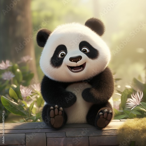 Cute 3D panda bear