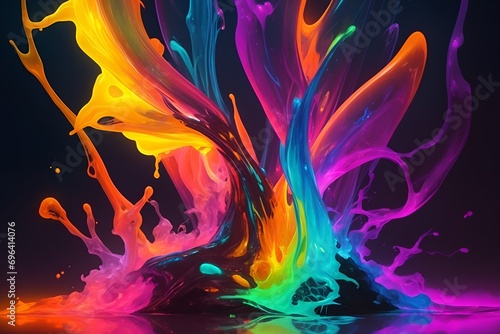Colorful liquids, abstract and creative background, horizontal composition