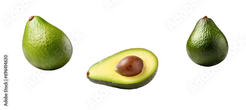set of avocados isolated on white or transparent png