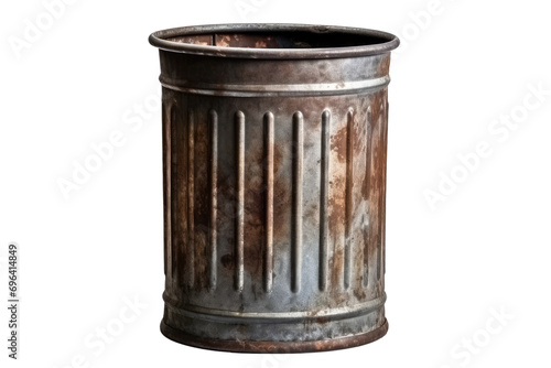 old rusty metal trash can isolated on white or transparent png photo