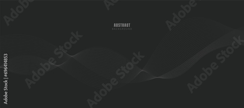 Abstract wave element for design. Digital frequency track equalizer. Stylized line art background. Vector illustration. Wave with lines created using blend tool. Curved wavy line, smooth stripe. photo
