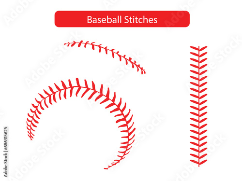 Baseball Stitches  on a white background, Vector illustration.