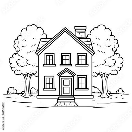 Beautiful house  illustration coloring book for kids
