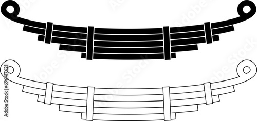 outline silhouette vehicle leaf spring icon set