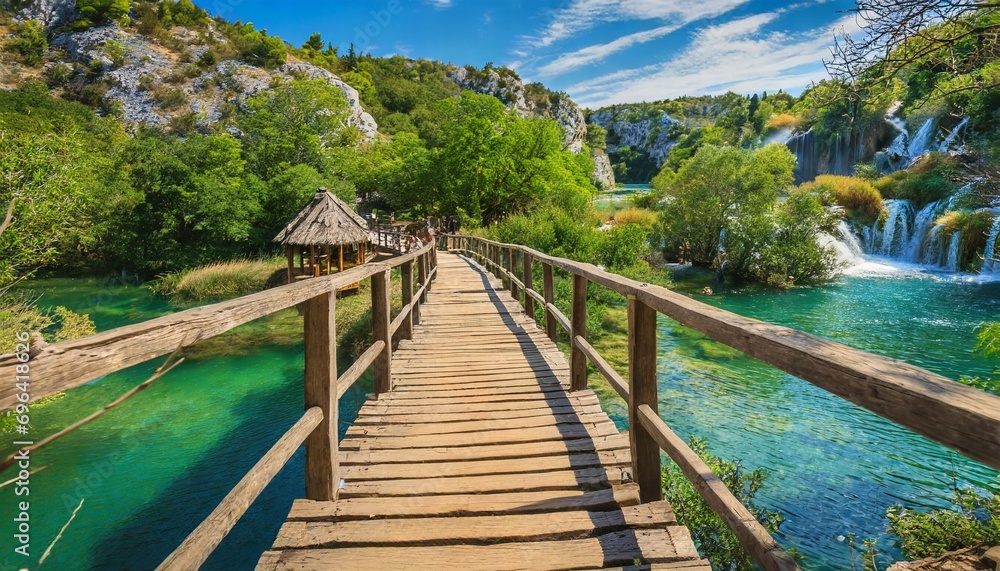 wooden bridge in krka national park croatia