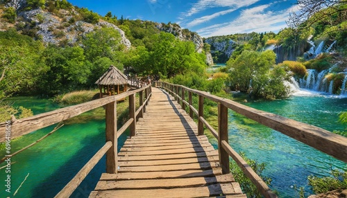wooden bridge in krka national park croatia © William