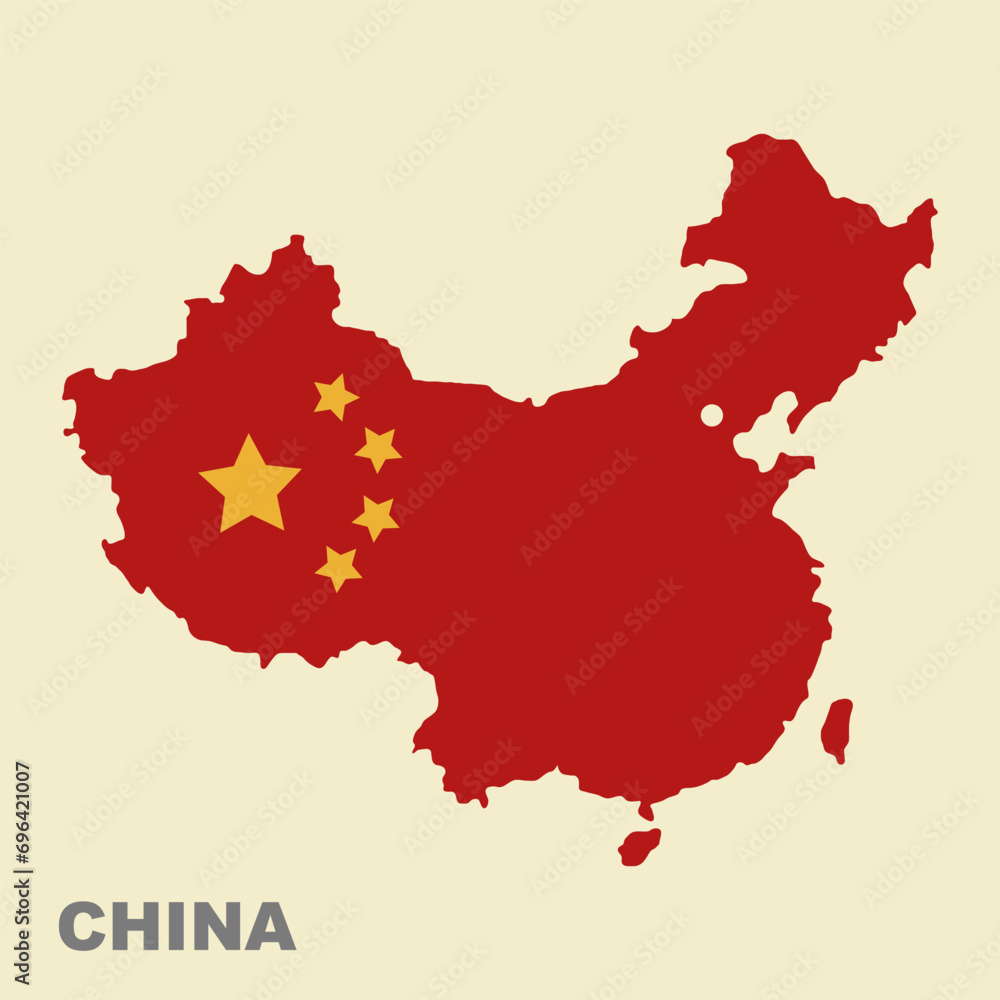 Naklejka premium Vector illustration of China flag map. Vector map