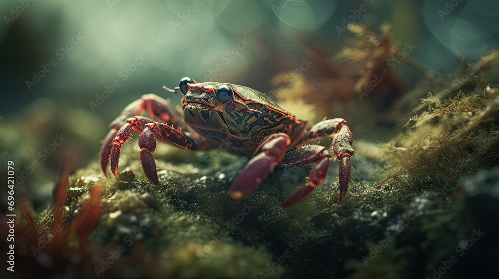 Crab Exploring the Coastal Rocks: A Snapshot of Marine Life Crab Exploring the Coastal Rocks: A Snapshot of Marine Life