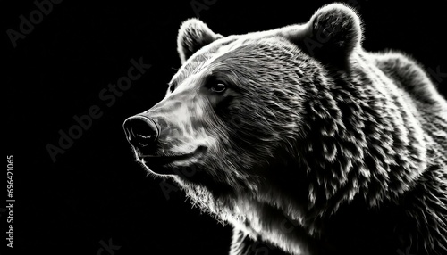brown bear contour on black background bear contour in black and white