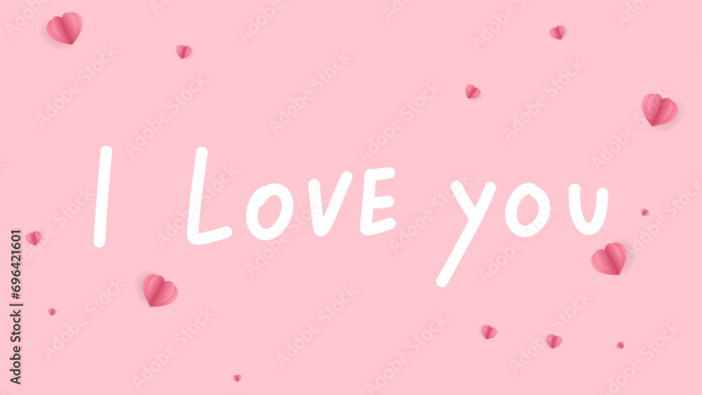 I love you in Valentine's Day on pink background , Flat Modern design , illustration Vector EPS 10