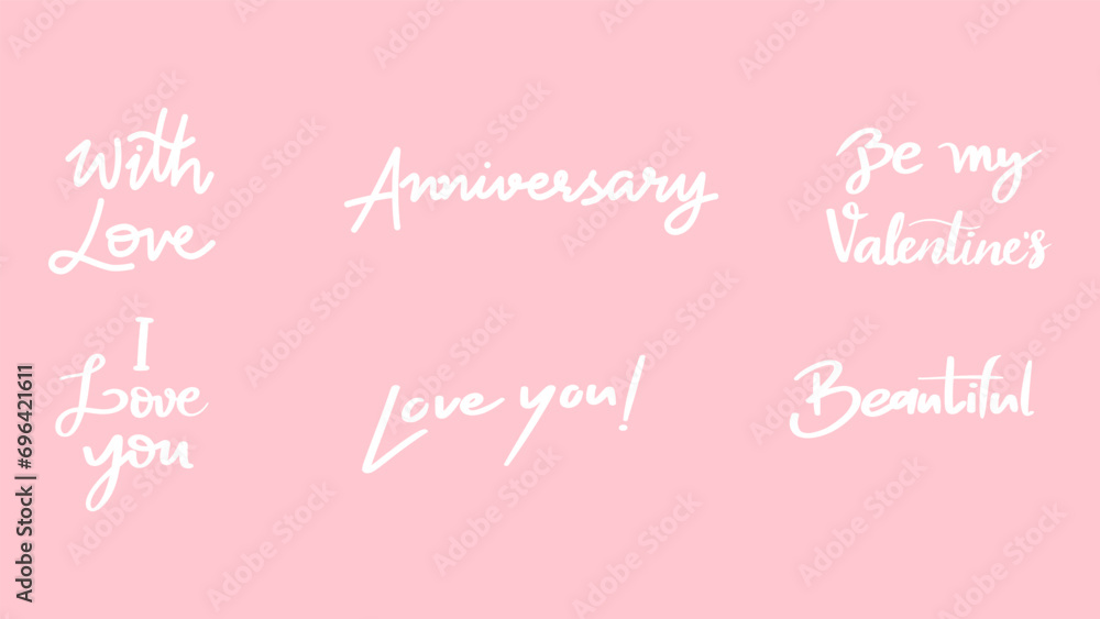 Hand Handwriting word in Valentine's Day on pink background , Flat Modern design , illustration Vector EPS 10