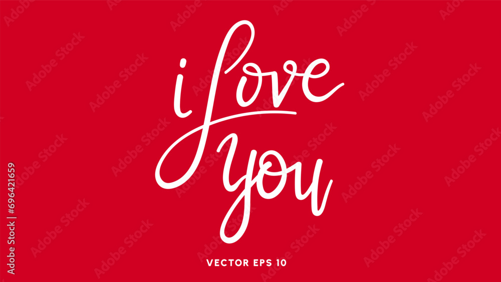 I love you in Valentine's Day  on red background , Flat Modern design , illustration Vector EPS 10 - obrazy, fototapety, plakaty 