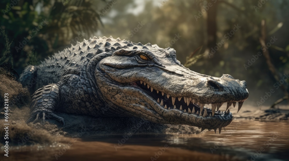 Alligator Floating Serenely in a Swampy Pond Alligator Floating Serenely in a Swampy Pond