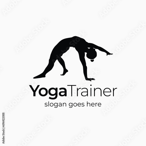 Yoga logo, retreats logo, Pilates trainer logo, woman doing pilates movement