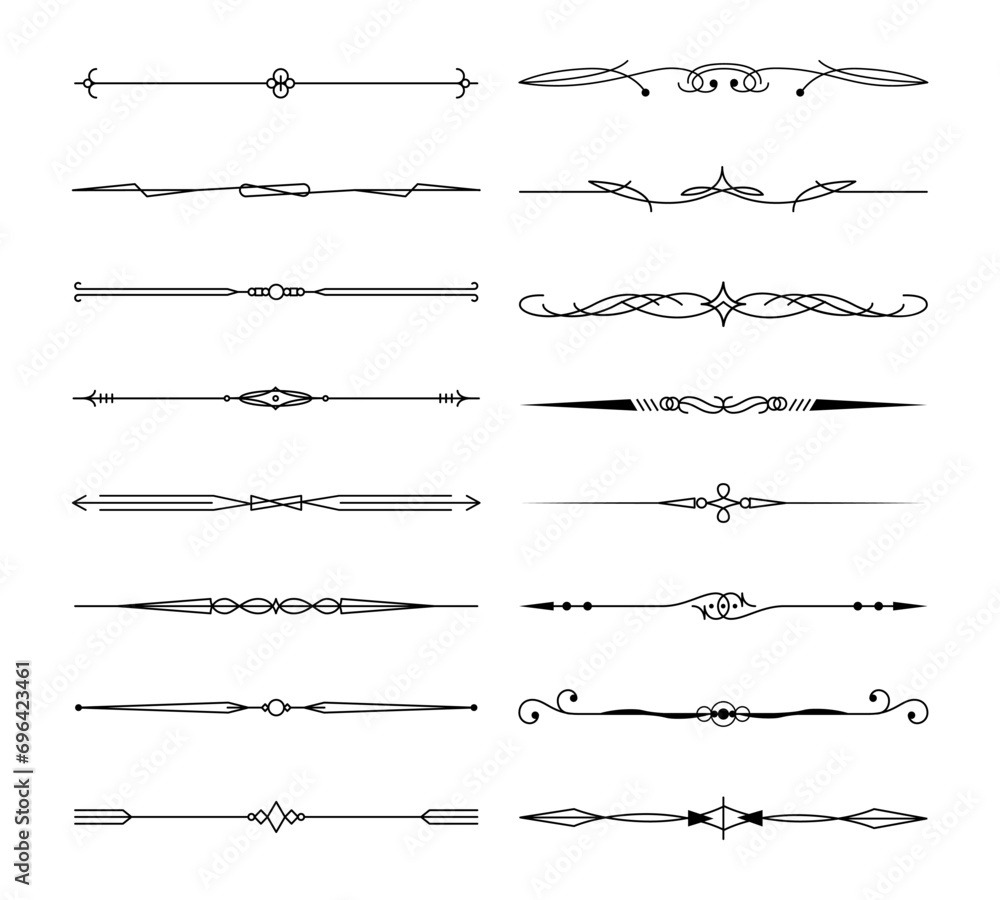 Collection of calligraphic ornamental dividers