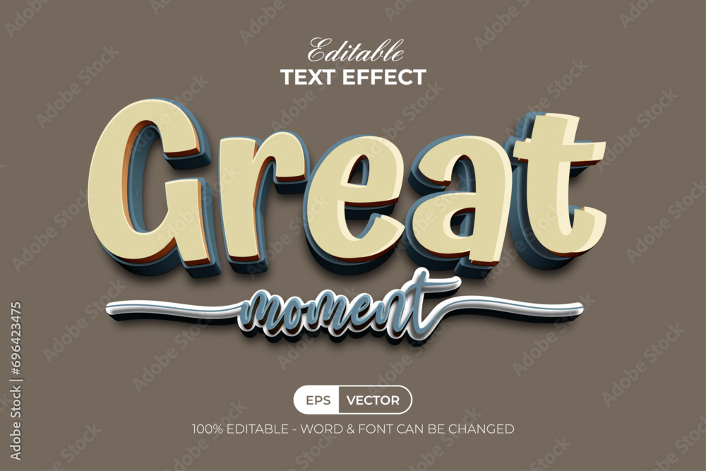 3D Text Effect Great Moment Style. Editable Text Effect.