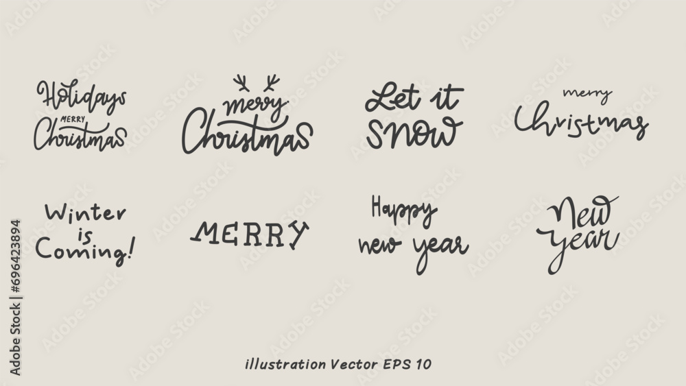 Merry Christmas Handwriting on  background , Flat Modern design , illustration Vector EPS 10