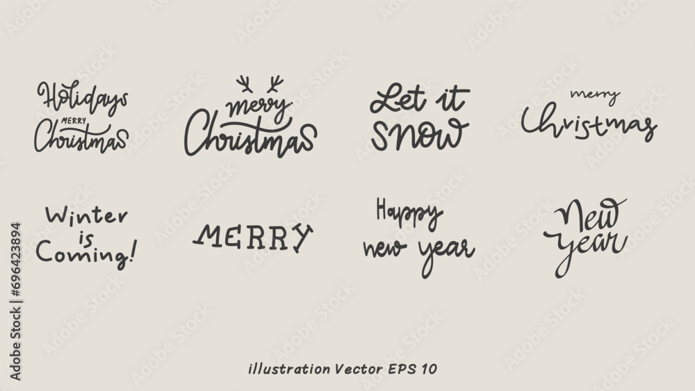 Merry Christmas Handwriting on background , Flat Modern design , illustration Vector EPS 10 Merry Christmas Handwriting on background , Flat Modern design , illustration Vector EPS 10