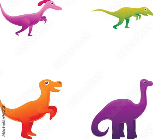 Cute dinosaur icons set cartoon vector. Various little dinosaur. Cartoon character © nsit0108