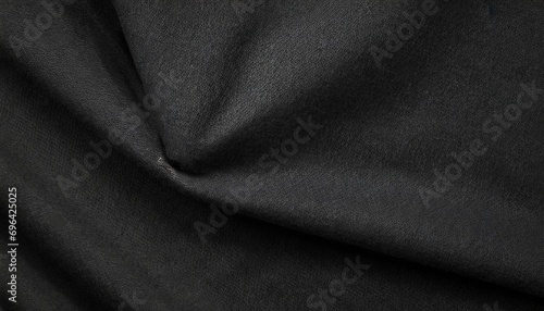 black flag cloth in full frame with selective focus 3d of pitch dark colored garment with clean natural linen texture for background banner or wallpaper use