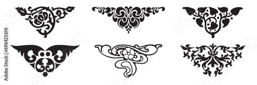 Divider vector icon set. Corner illustration sign collection. Vintage style. Isolated on white background.