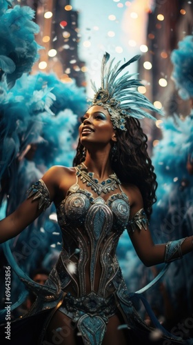 sexy dancing brazilian girl at carnival in Rio de Janeiro, poster, banner, vertical