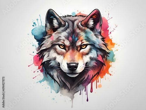 wall art of wolf with color