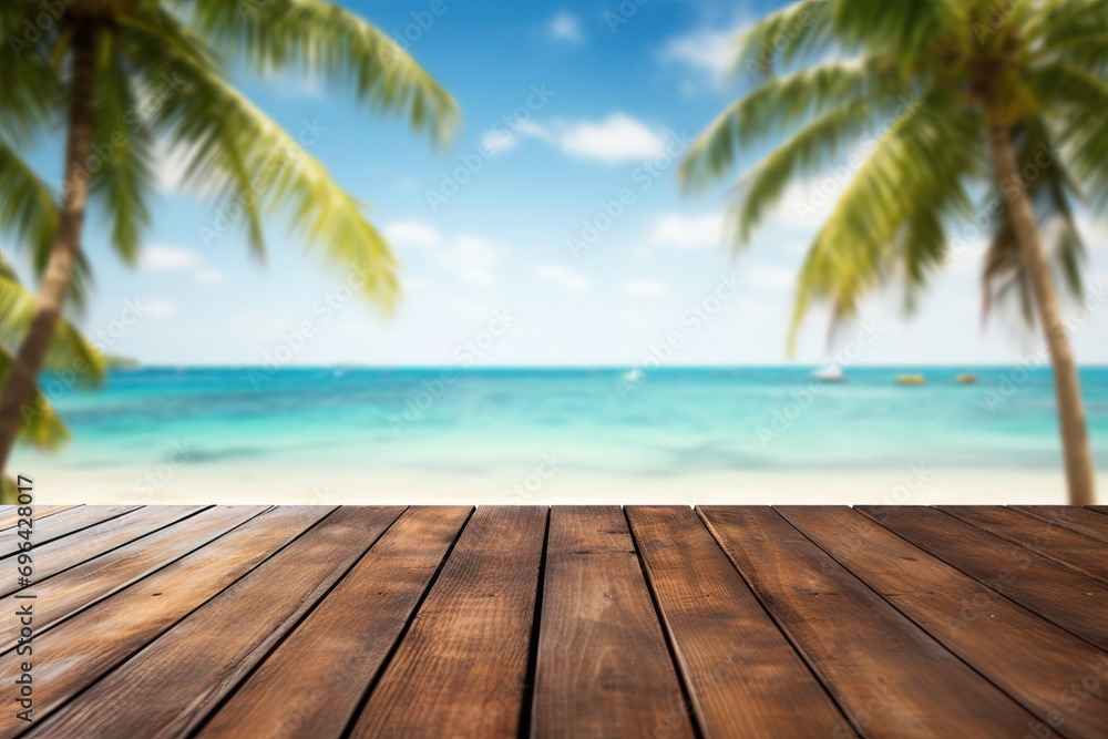 Tropical Beach View from Wooden Deck Tropical Beach View from Wooden Deck