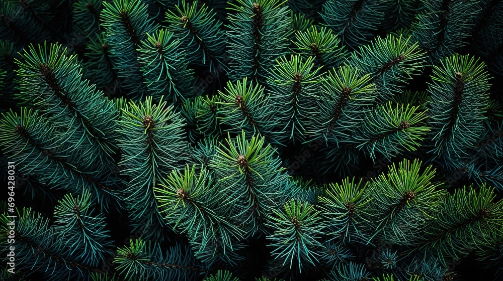 green pine branches. copy space