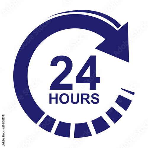 Twenty four hour icon. Vector on white.