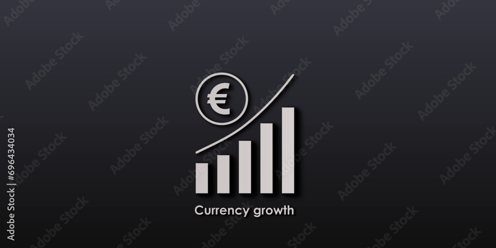 Vector illustration. Currency growth concept. Finance, Economics, Trade and Investment, Euro. Poster or banner for the site. - obrazy, fototapety, plakaty 