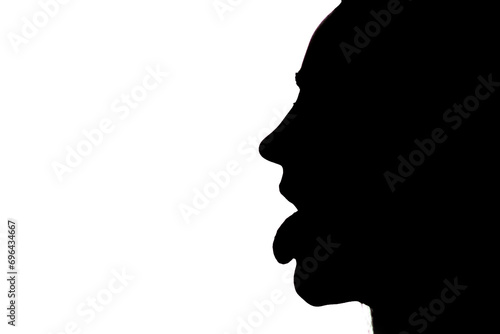 Silhouette Frau zeigt Zunge photo